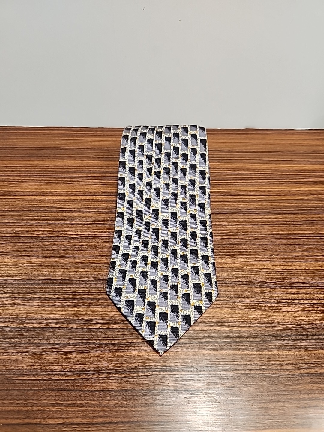 DI CORI Mens Gray Blue PZZA DI SPAGNA 54/A 100% Silk tie Made in Italy 58 in