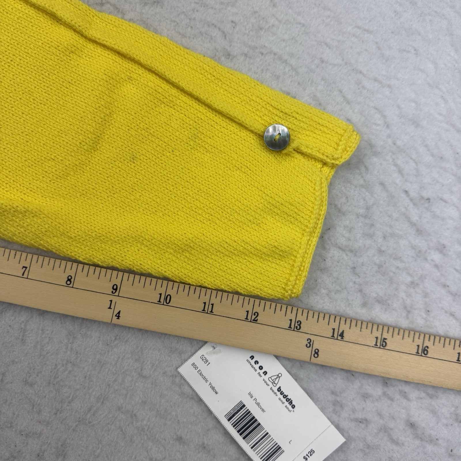 Pure Knits Neon Buddha Sweater Womens Large L Iris Pullover Electric Yellow NWT