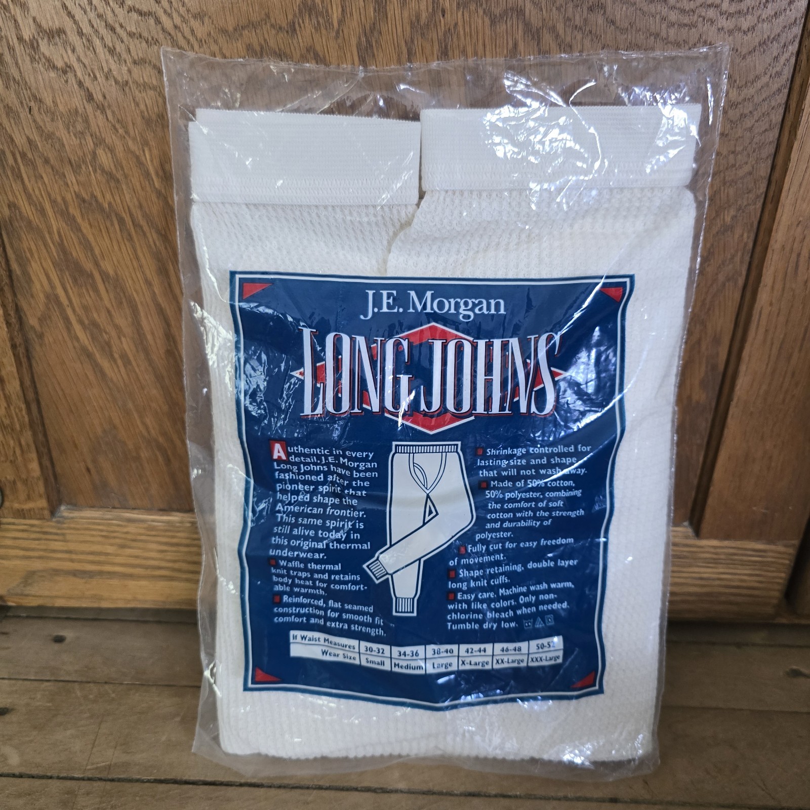 J.E. Morgan Long Johns Thermal Pants Mens Size XL 42-44 White Waffle Knit