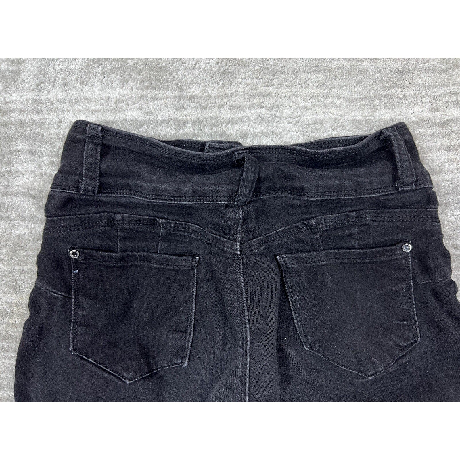 Blue Savvy Denim Shorts Womens 5/27 Black High Rise Triple Button Cuffed Stretch