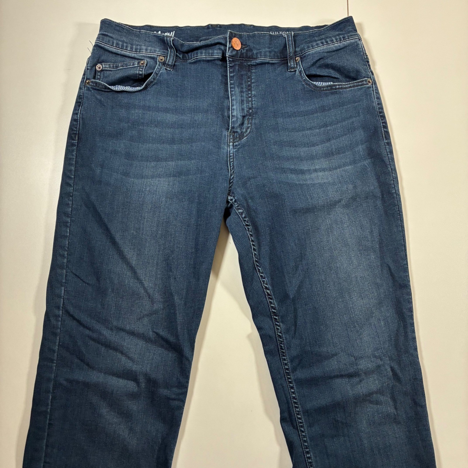Mugsy Fultons Jeans 33×31 Blue Slim Straight Dark Wash Stretch Denim (Tag 35×32)