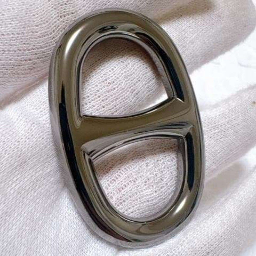 HERMES Sheen d’Ancre Scarf Ring Silver Jewelry Accessory 5.5cm x 3.6cm x 0.8cm