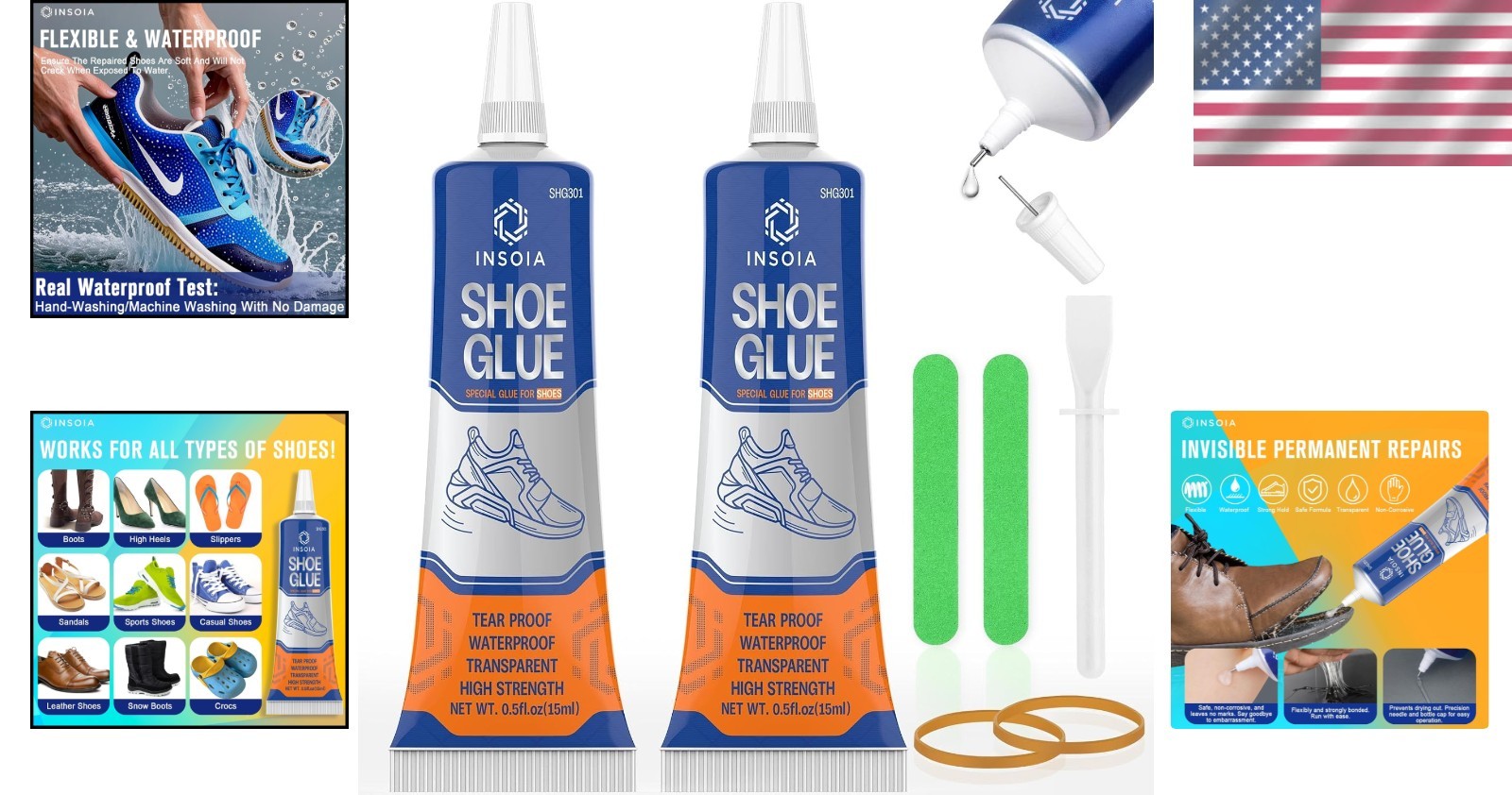 Shoe Glue Sole Repair Kit, Heavy Duty, Clear Shoe Adhesive, Waterproof, Flexible