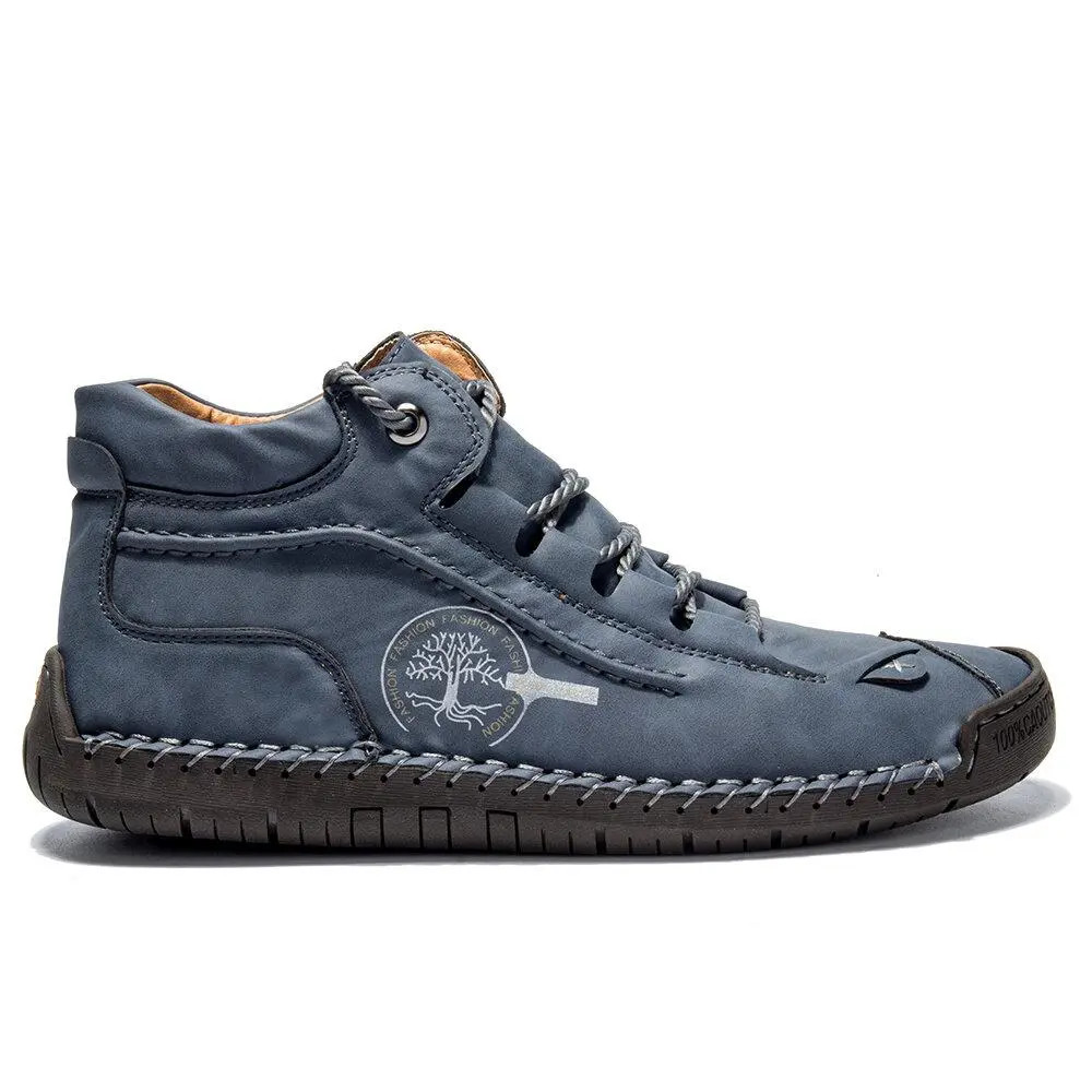 Hand-Stitched Leather Ankle Boots for Men – Comfortable & Non-Slip|125378