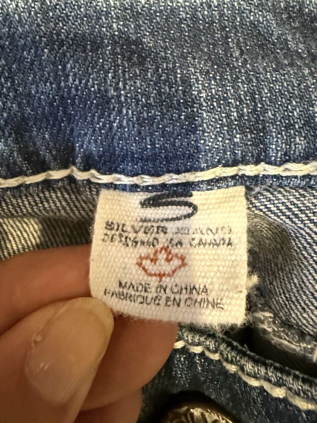 Womens Silver Jeans Dawson 28×33 Blue Denim Flap Pocket Rhinestone Embroidered