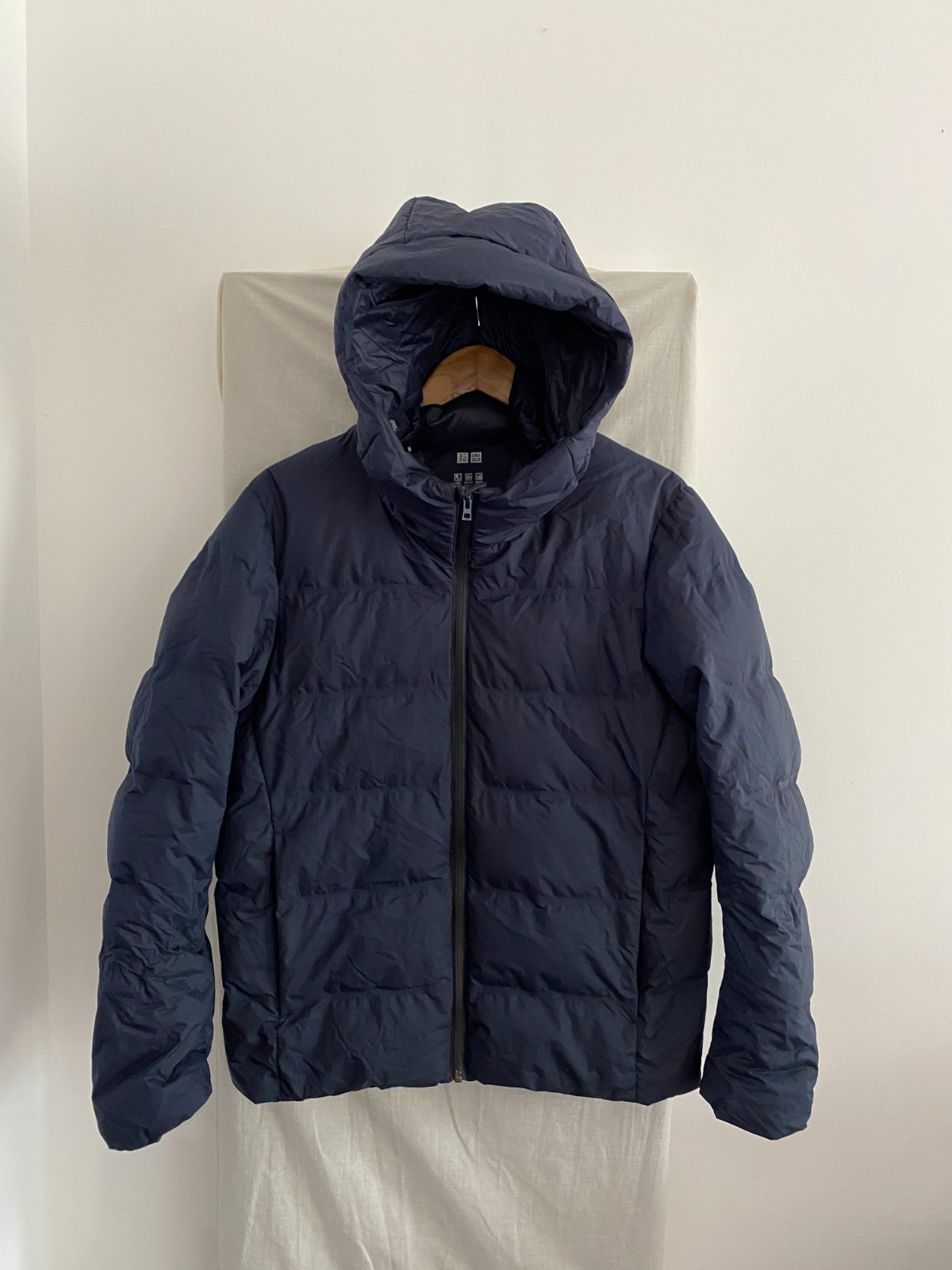 UNIQLO Navy Hooded Full Zip Down Puffer Coat Size M