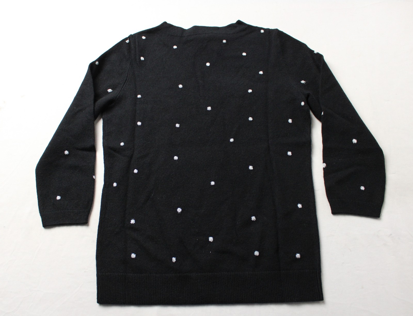 Talbots Women’s Petite Audrey Cashmere Sweater NC3 Black Metallic Dot Small