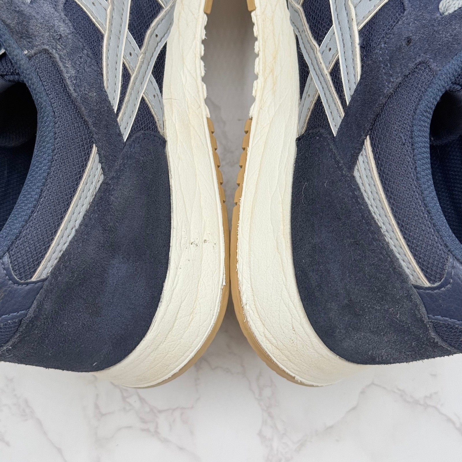 ASICS Lyte Classic Mens Navy Blue Grey Suede Mesh Sneakers 1201A477 Size 9.5