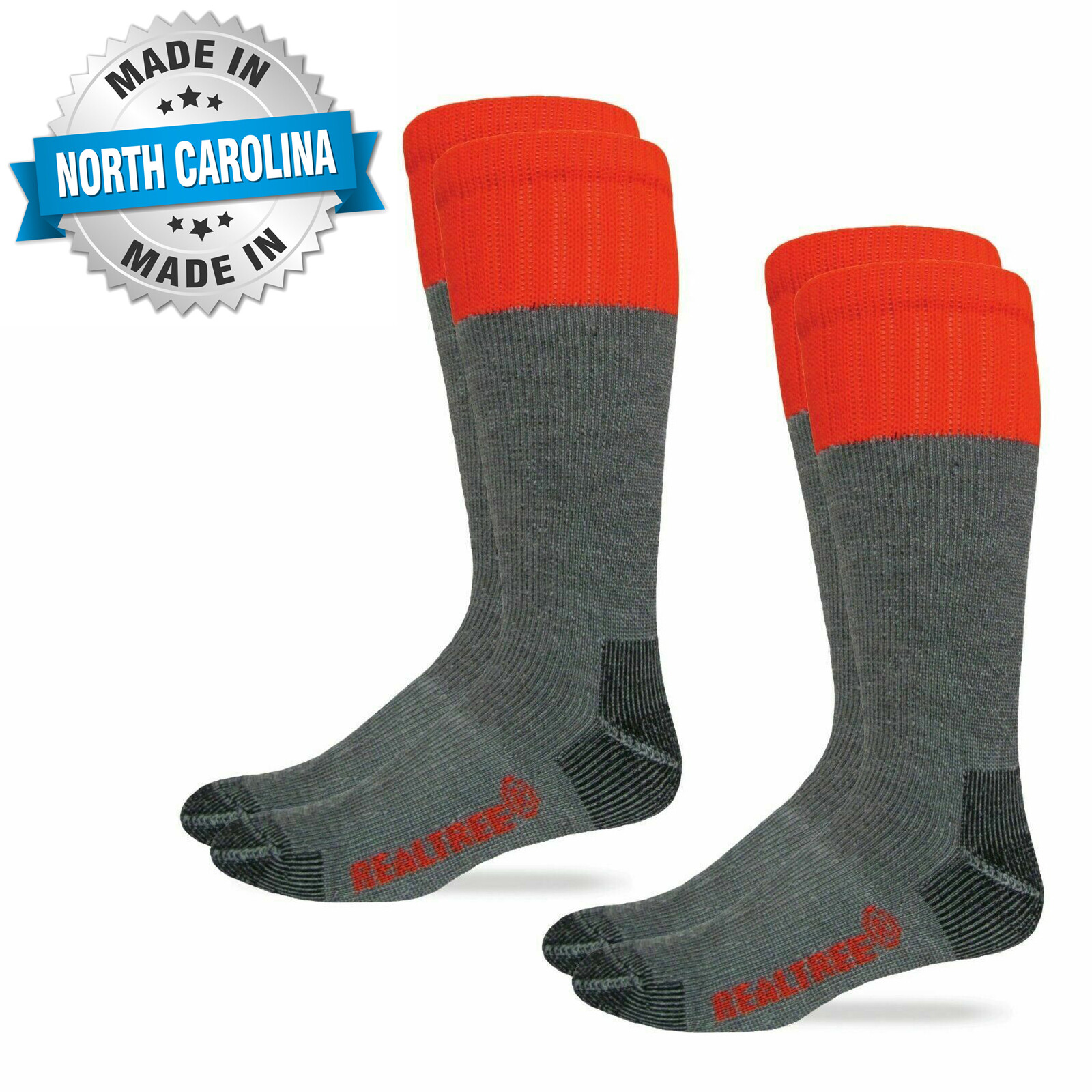 Realtree Mens Merino Wool Tall Boot Socks Steel Toe Ultra-Dri 2 Pair Pack