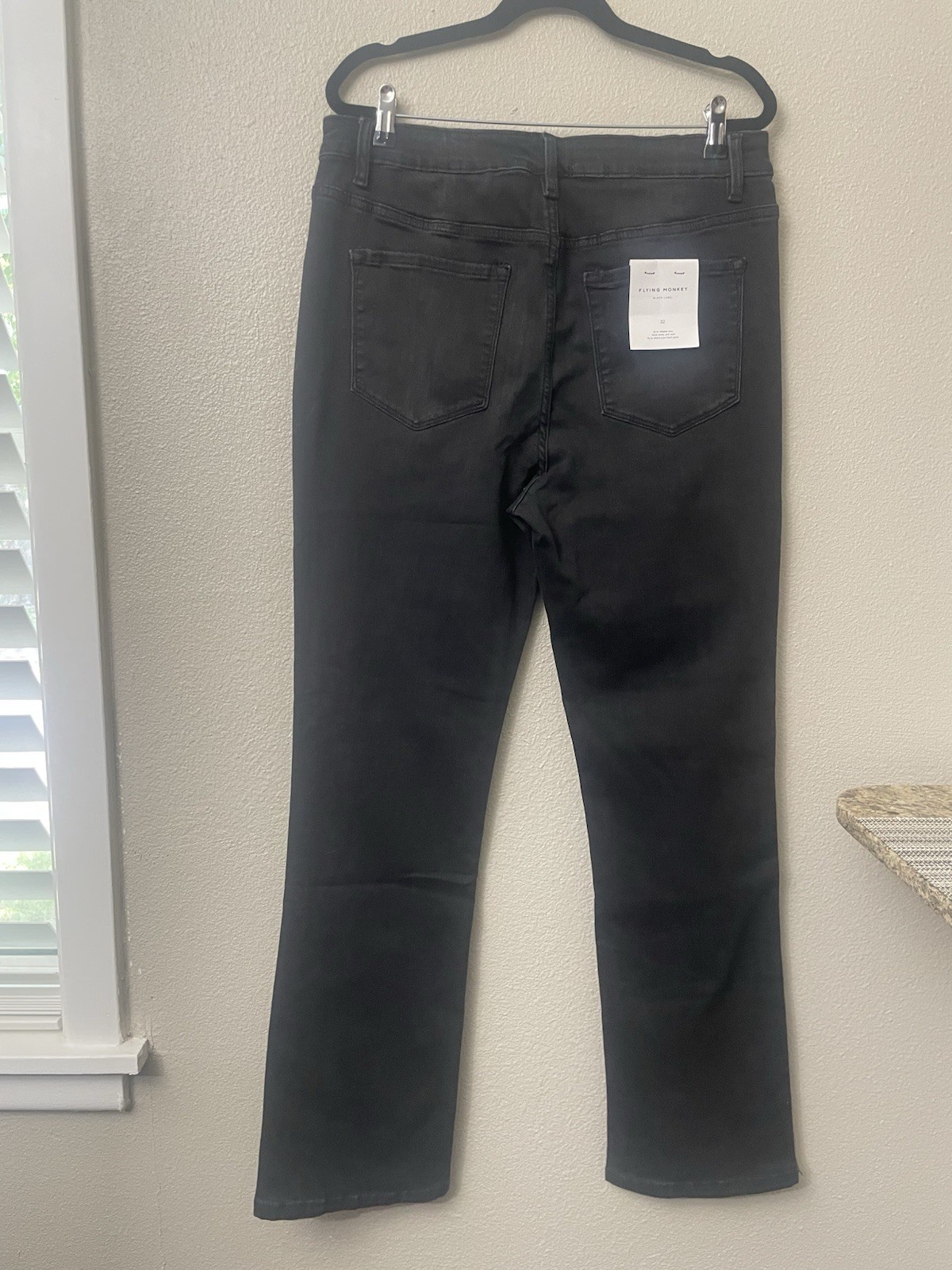 NWT Flying Monkey Black Label Jeans Womens 32 Faded Black Straight Leg