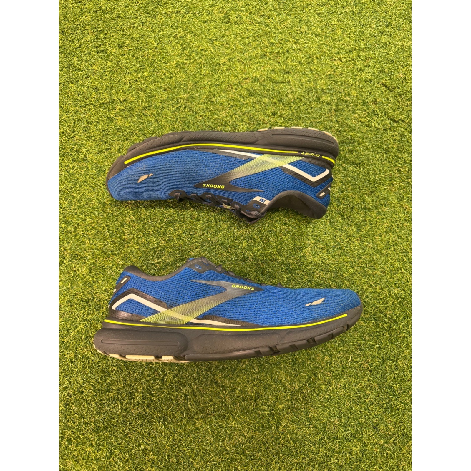 Brooks Ghost 15 Mens Running Shoes Blue Black Neon Yellow 1103931D403 Size 10.5