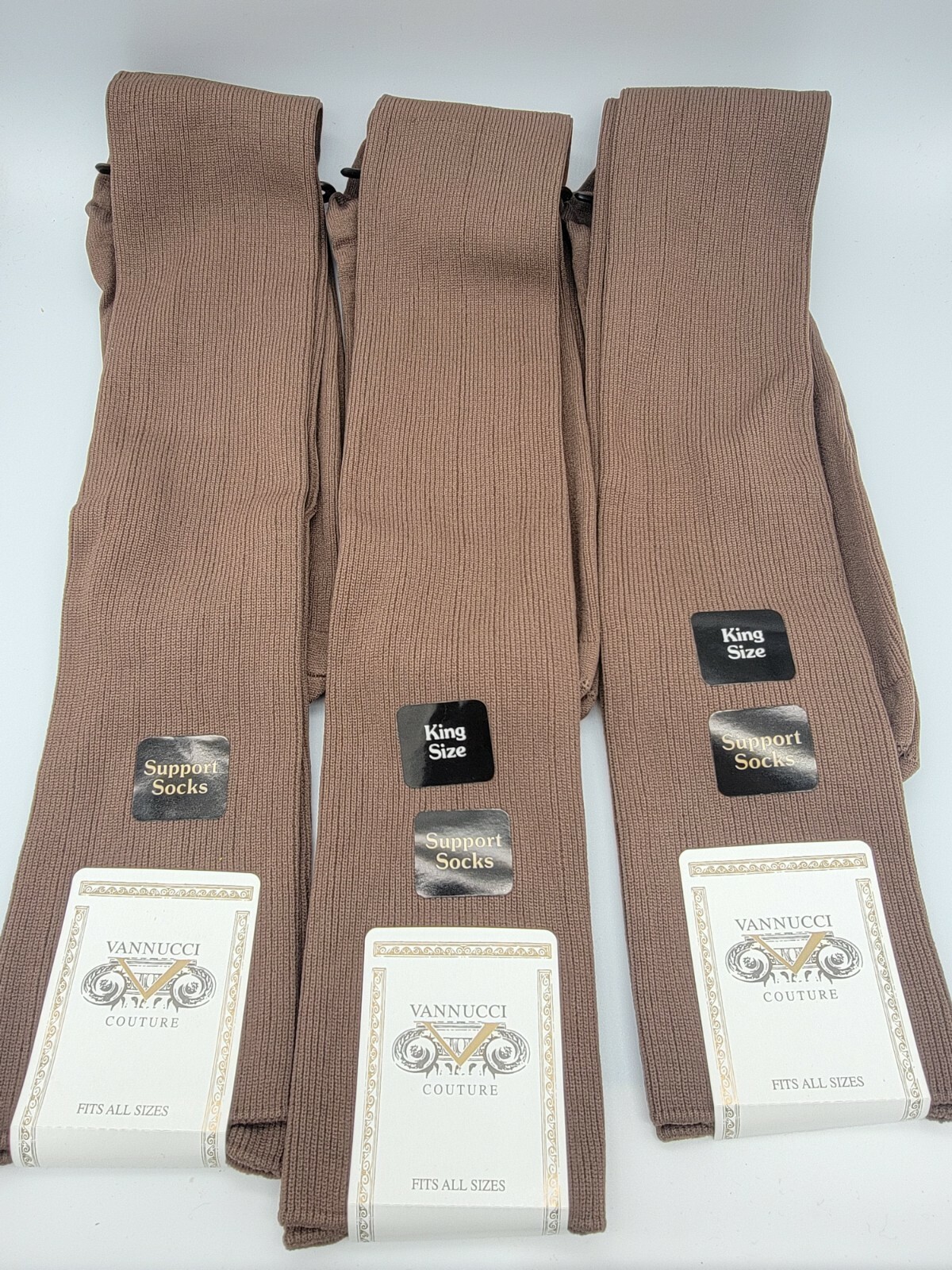 3 VANNUCCI COTURE- FITS ALL SIZES- KING SIZE- Support Sock Size: 13-16. TAUPE