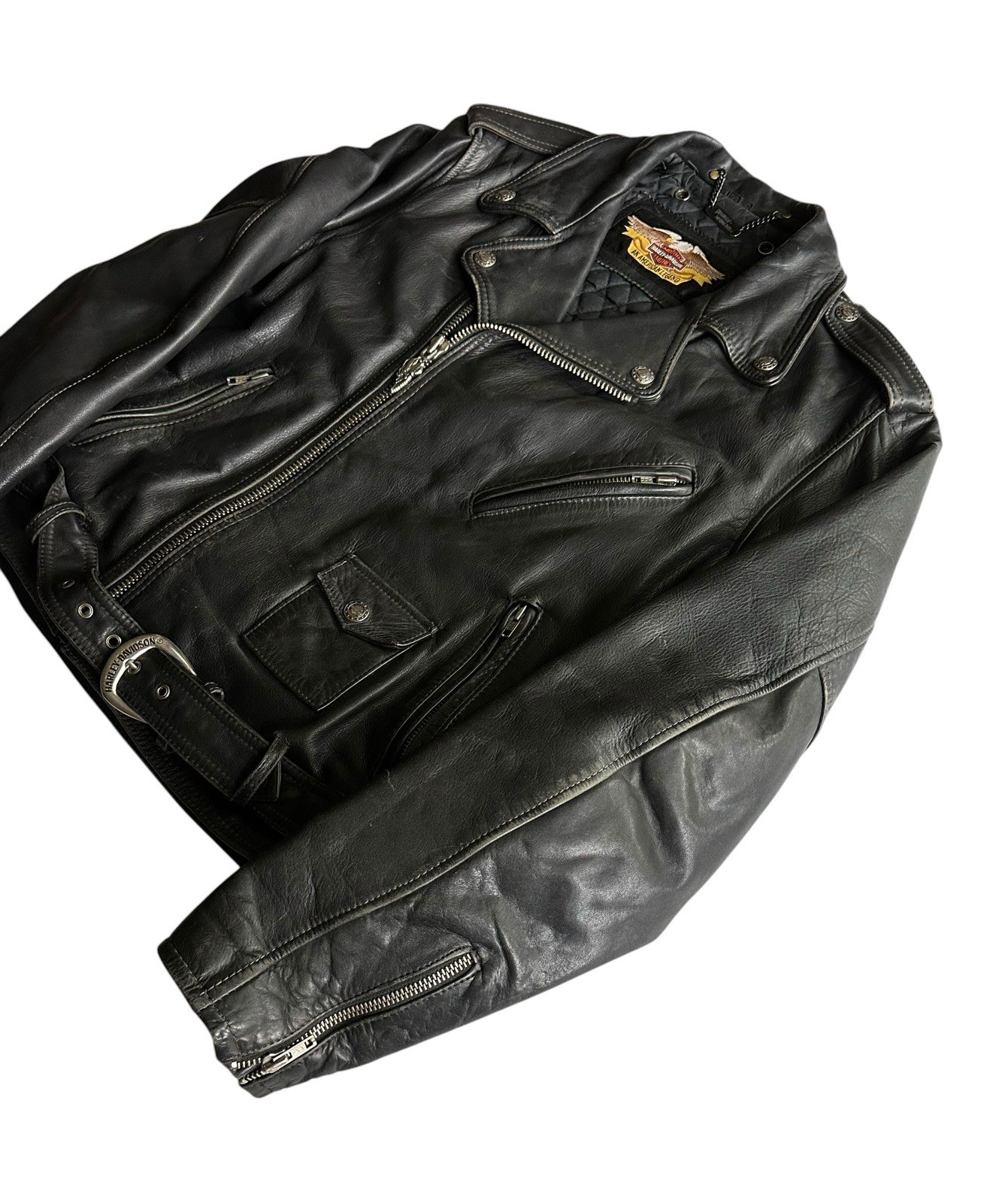 Vintage Harley-Davidson Black Eagle Leather Tassel Jacket Men’s Size 44 (Custom)