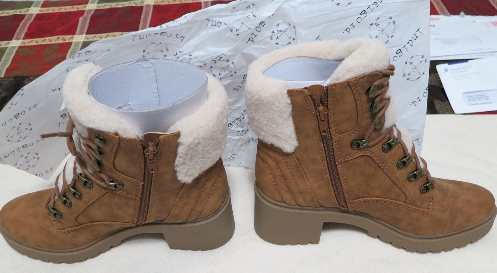 Honey Boots Indigo Rd. Brown Suede Ivory Sherpa Mallory Boots Women’s Size 10 M