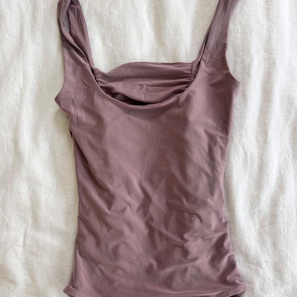 Liz & Sara Ruched Mauve Bodysuit | XS | Buttery Soft Square Neck