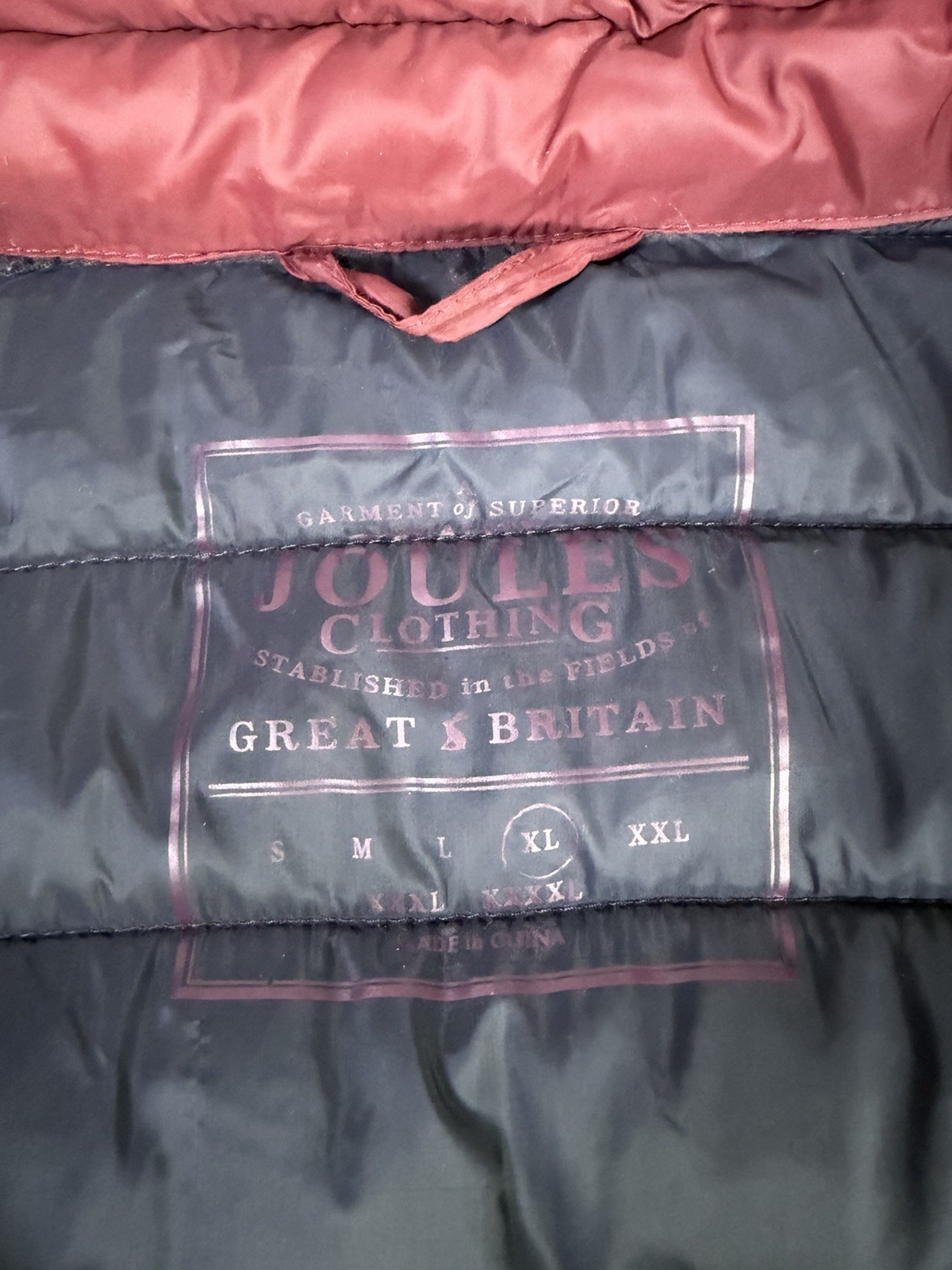 Joules Mens Puffer Gilet Jacket Burgundy Size XL, Hiking,walking, Quilted Warm.