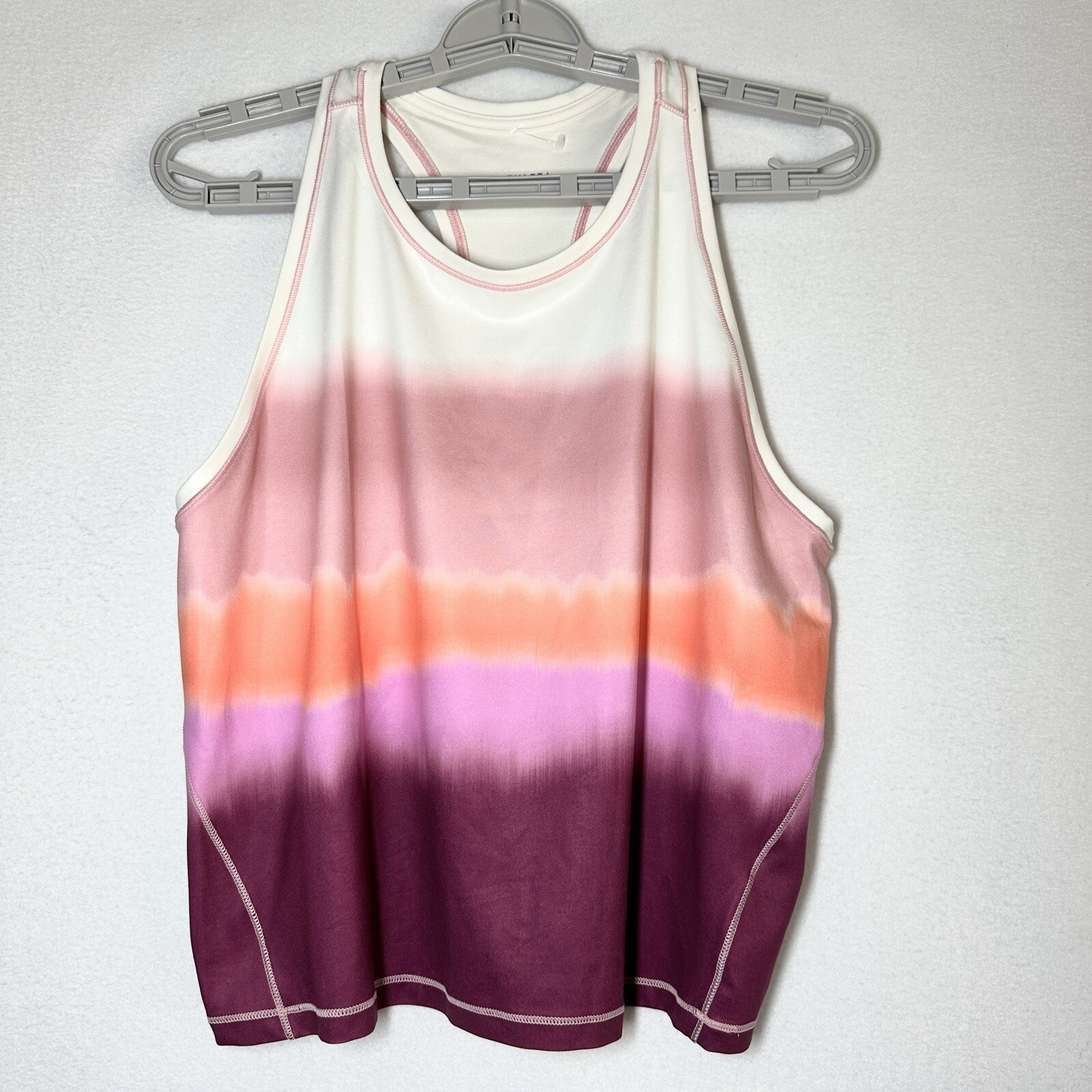 Athleta Shanti Crop Tank 1X Sea Spray Pink Plum Ombre Racerback Printed Top New