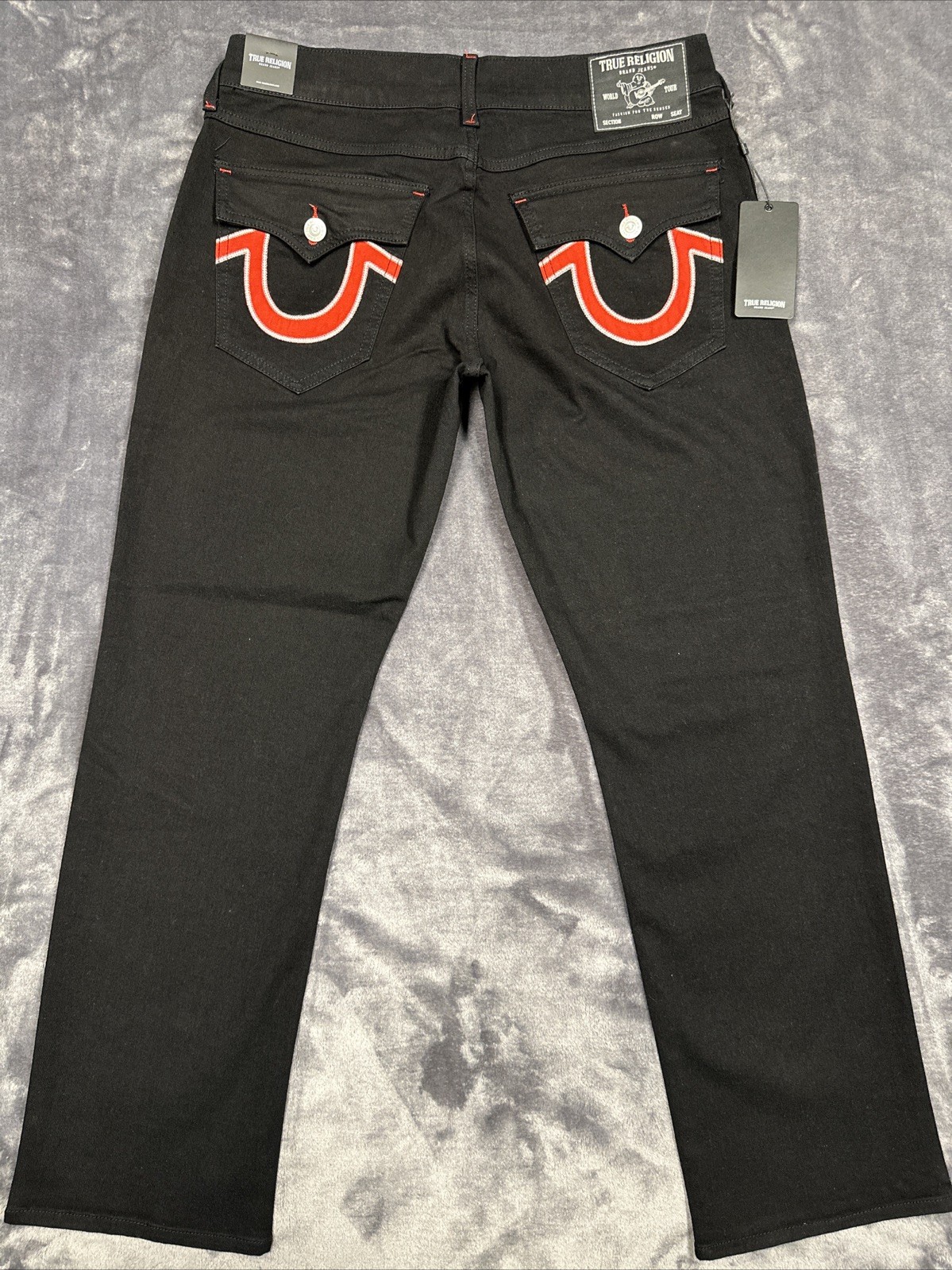 True Religion Ricky Appliqué SN Flap Straight “2SB Black Rinse” 34×30 #701654