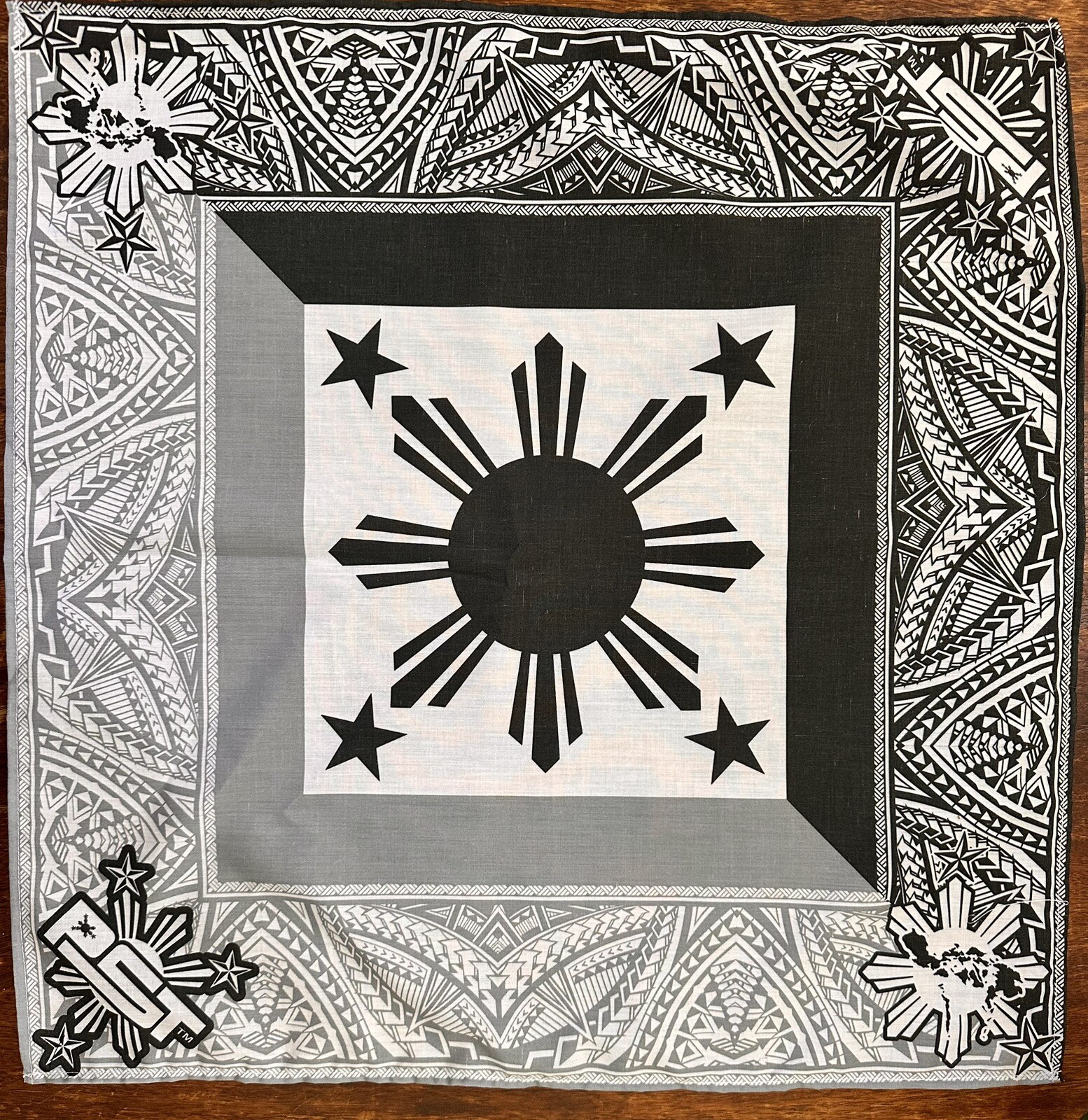 PHILIPPINES Filipino Flag Black And Gray Tribal 3 Stars And sun BANDANA 🇵🇭 New
