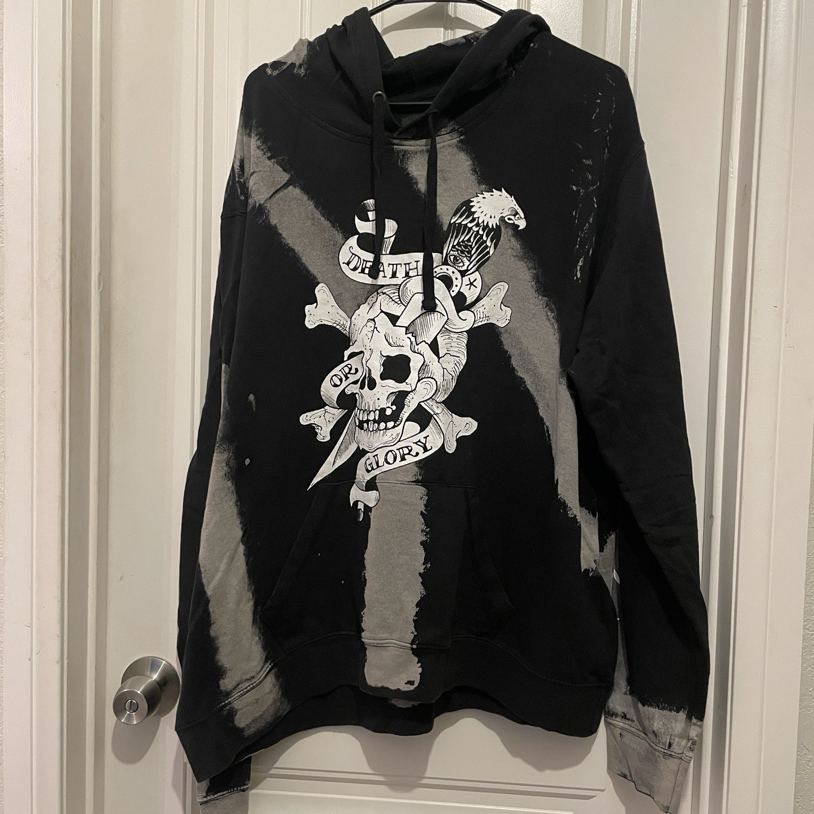 Ed Hardy Death Or Glory Hoodie XL Black Distressed By Appointment Only