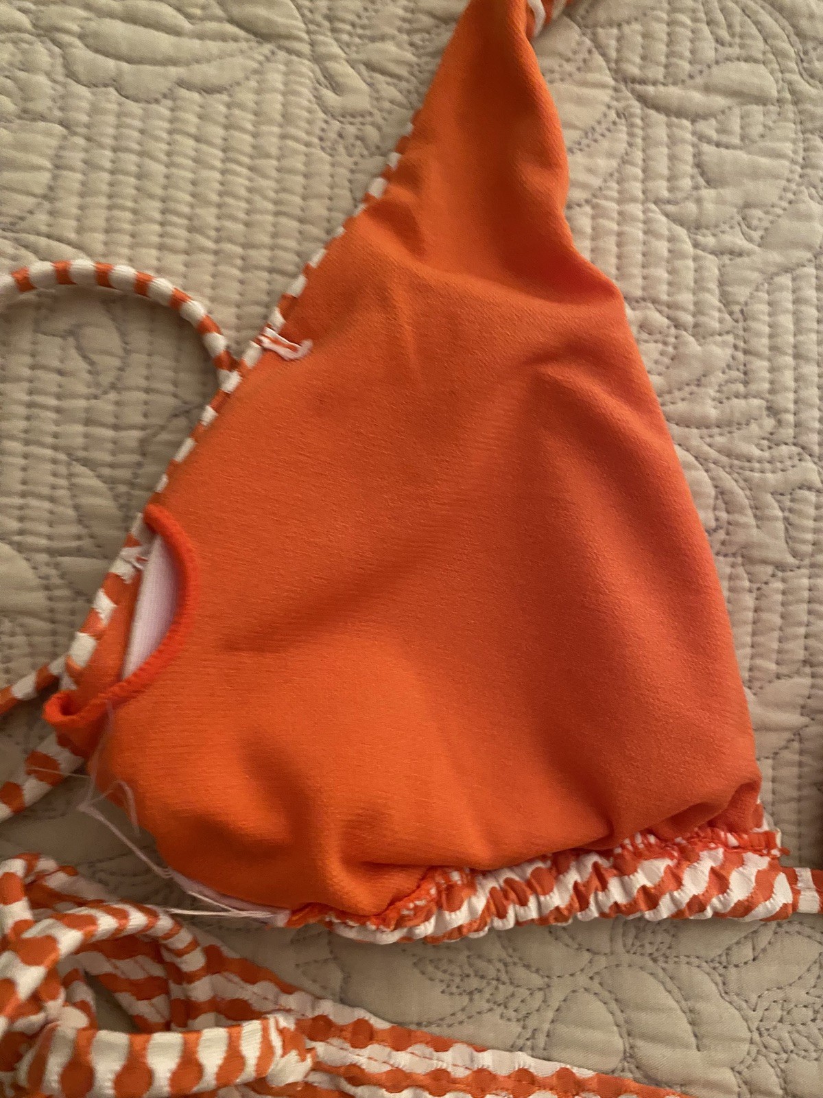 Accessorize Orange/Cream Patterned Halter Neck Bikini Set – Size M