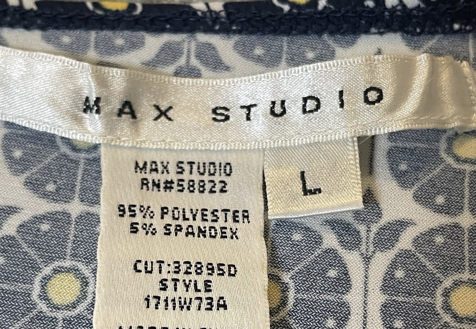 Max Studio floral Cowl Neck Blouse Sz L Black Side Ruched Pullover Career City