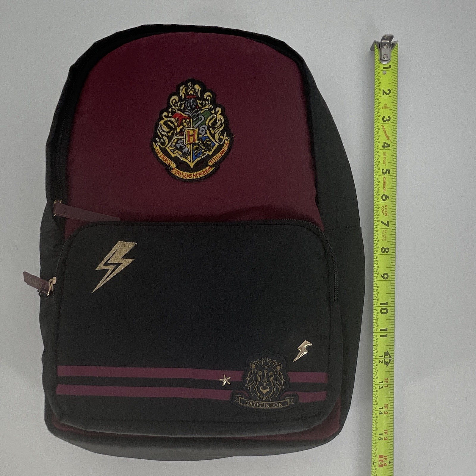 Harry Potter Gryffindor Colorblock Backpack Black/Burgundy Medium Embroidered