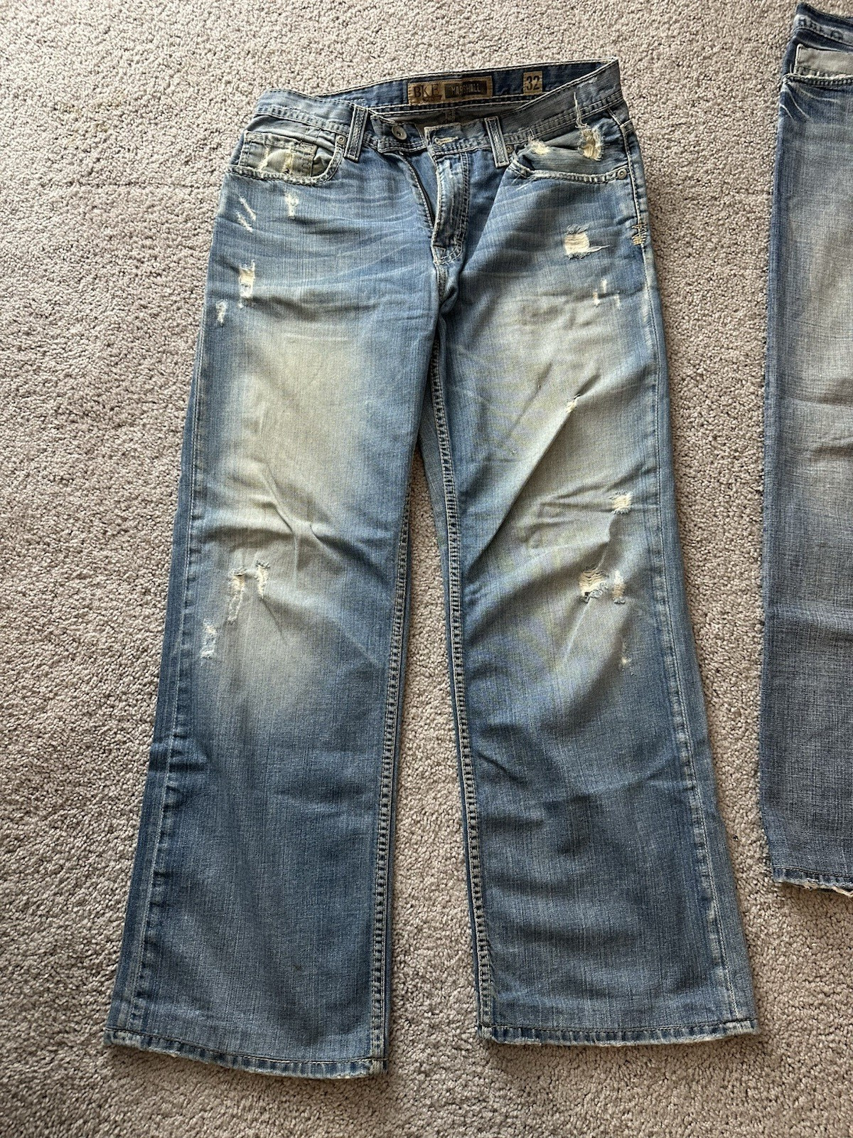 Buckle BKE 2 Pair Jeans Men 32×31 Blue Marshall Denim Pant Washed Out Faded