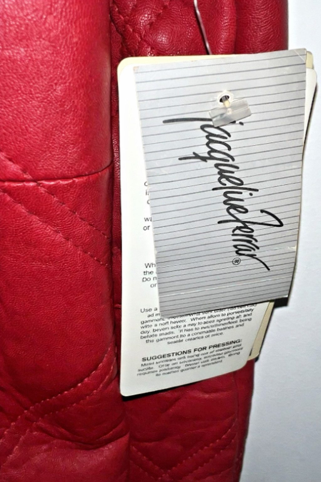 NWT Jacqueline Ferrar Red Quilted Leather Coat Jacket Black Fur Trim Womens L
