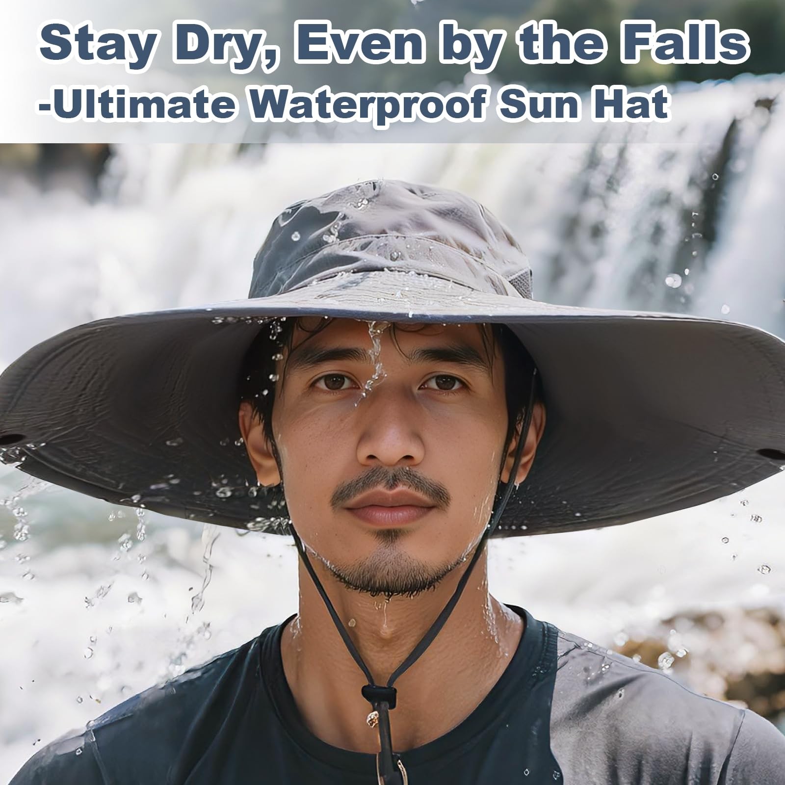 Super Wide Brim Sun Hat, UPF 50+ UV Protection Waterproof 7 1/8, Dark Grey 01