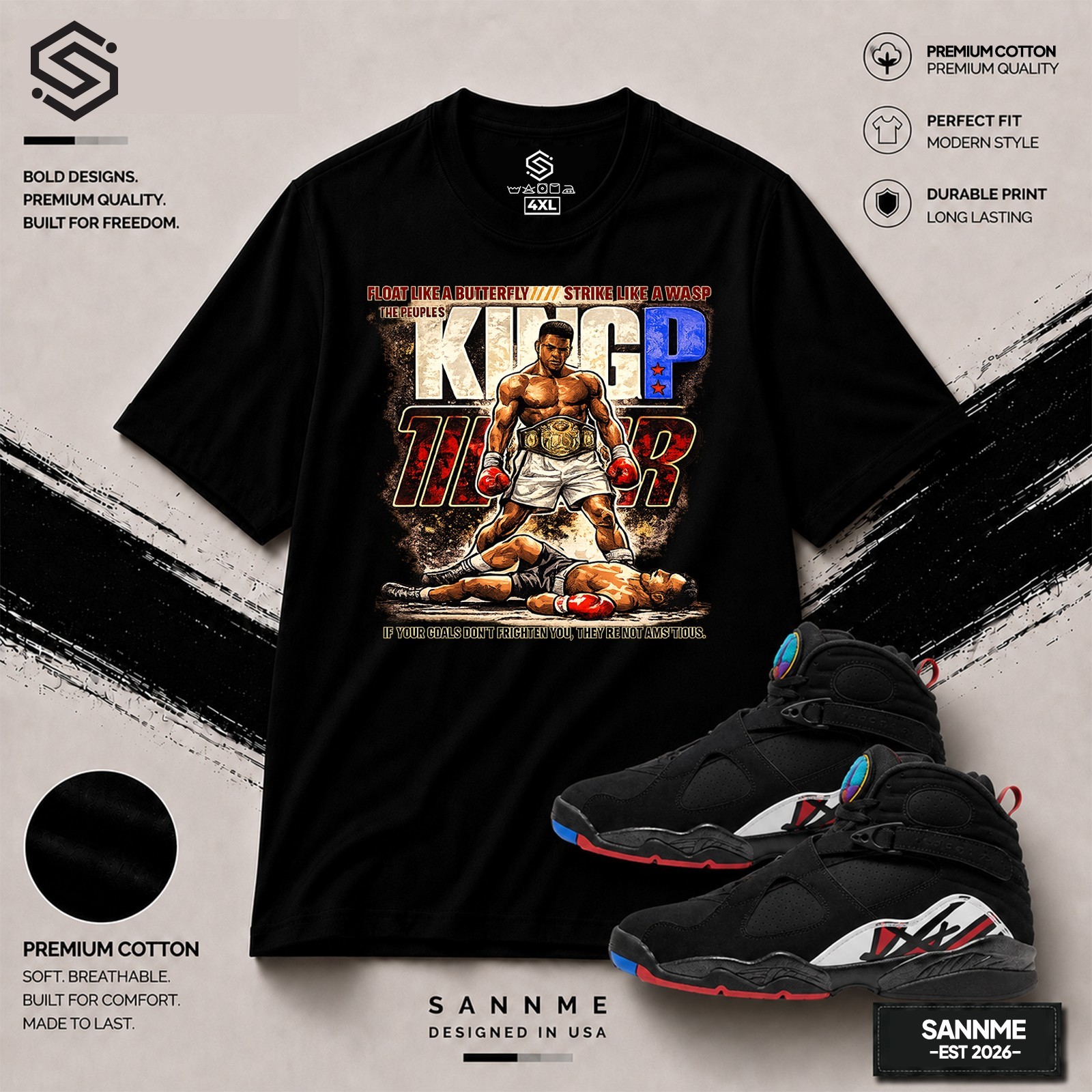 Jordan 8 Playoff Retro 12 Sneaker Tees Match With Trilla Shirt