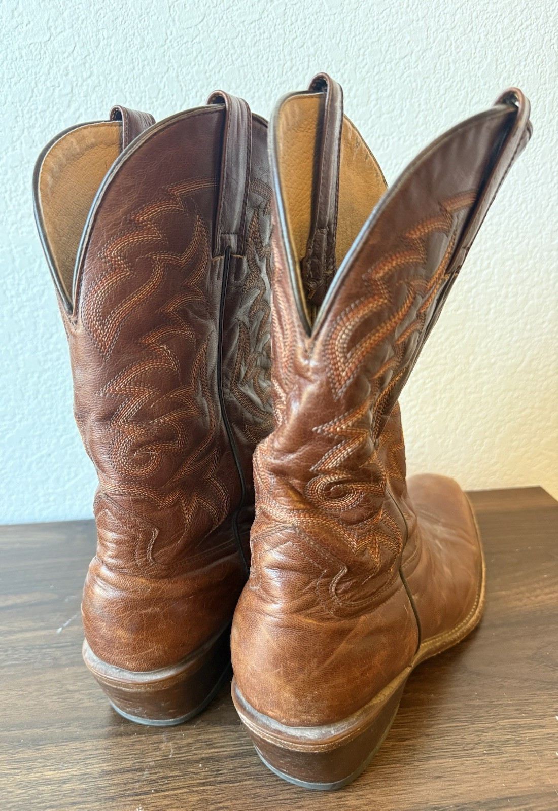 Moon Shine Spirit Men’s Cowboy Boots Brown Leather Size 12D Made In Mexico