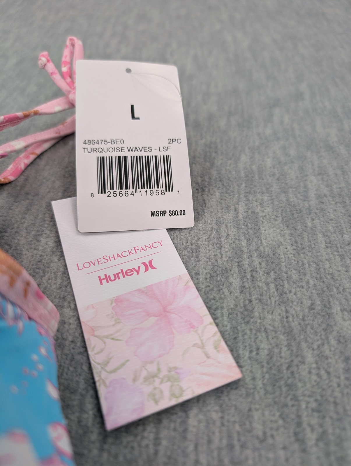 LoveShackFancy X Hurley Bikini Set Girls Large 12-14 Blue Mermaid Ruffle Floral