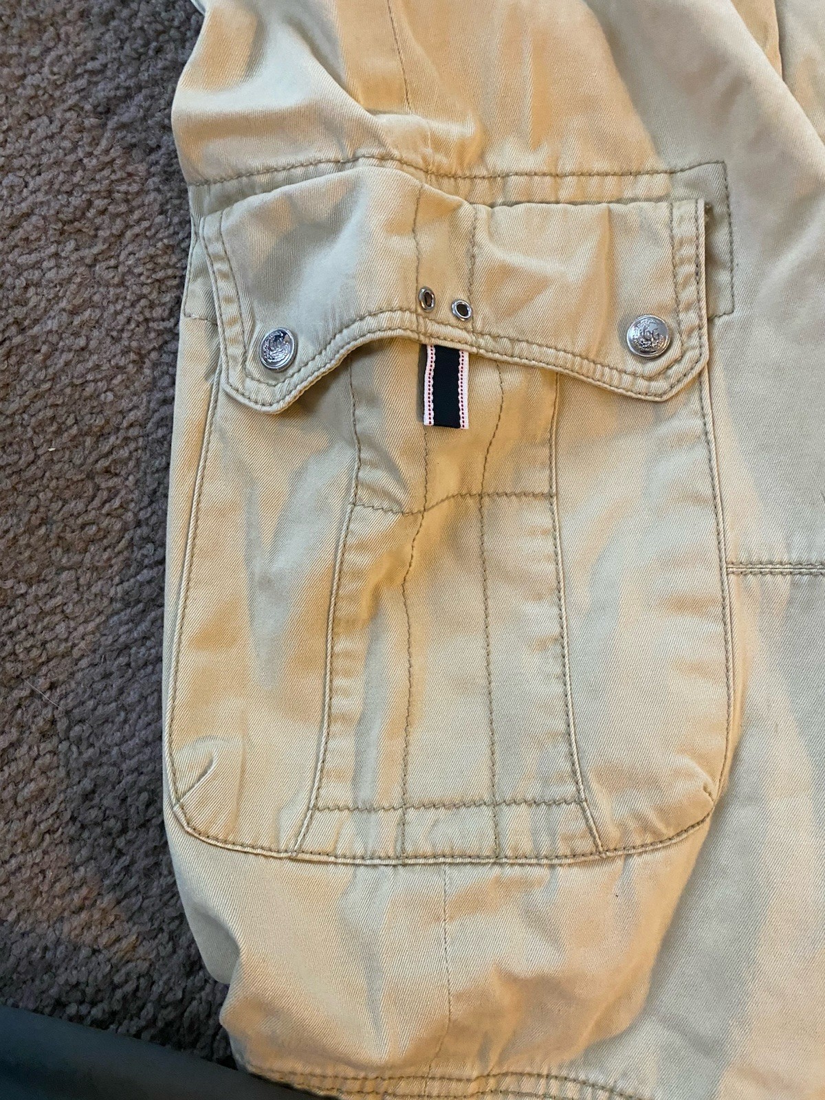 VINTAGE Y2K COOGI Men’s Beige Canvas Cotton Cargo Shorts Size 40. Biker Hip Hop