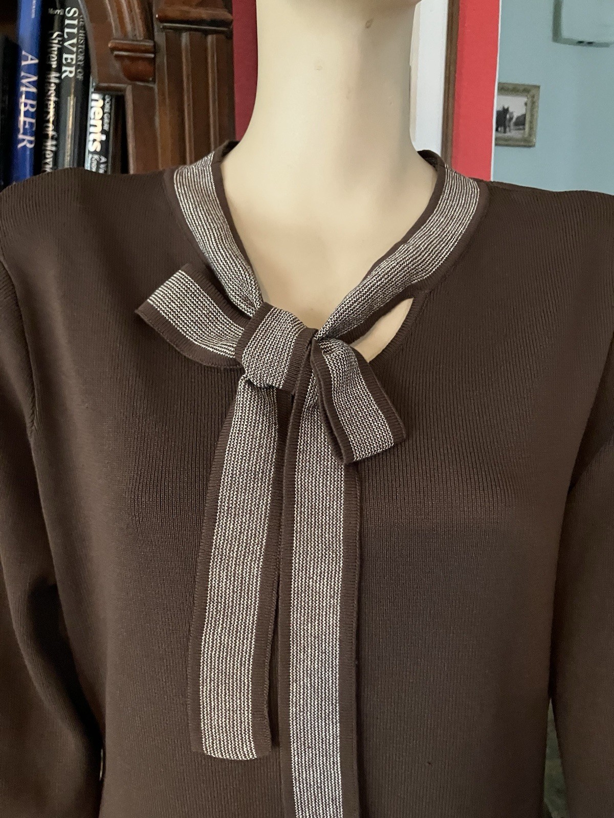 Nanette Lepore Size Large Women’s Knit Dress Champagne Espresso Brown NWT $128