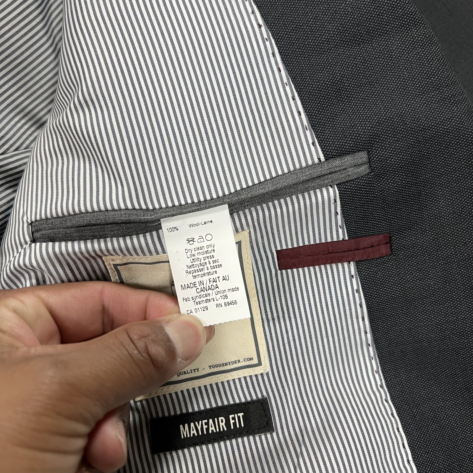 Todd Snyder Blazer Mens 38 R Gray Mayfair Fit 100% Wool New York Made in Canada