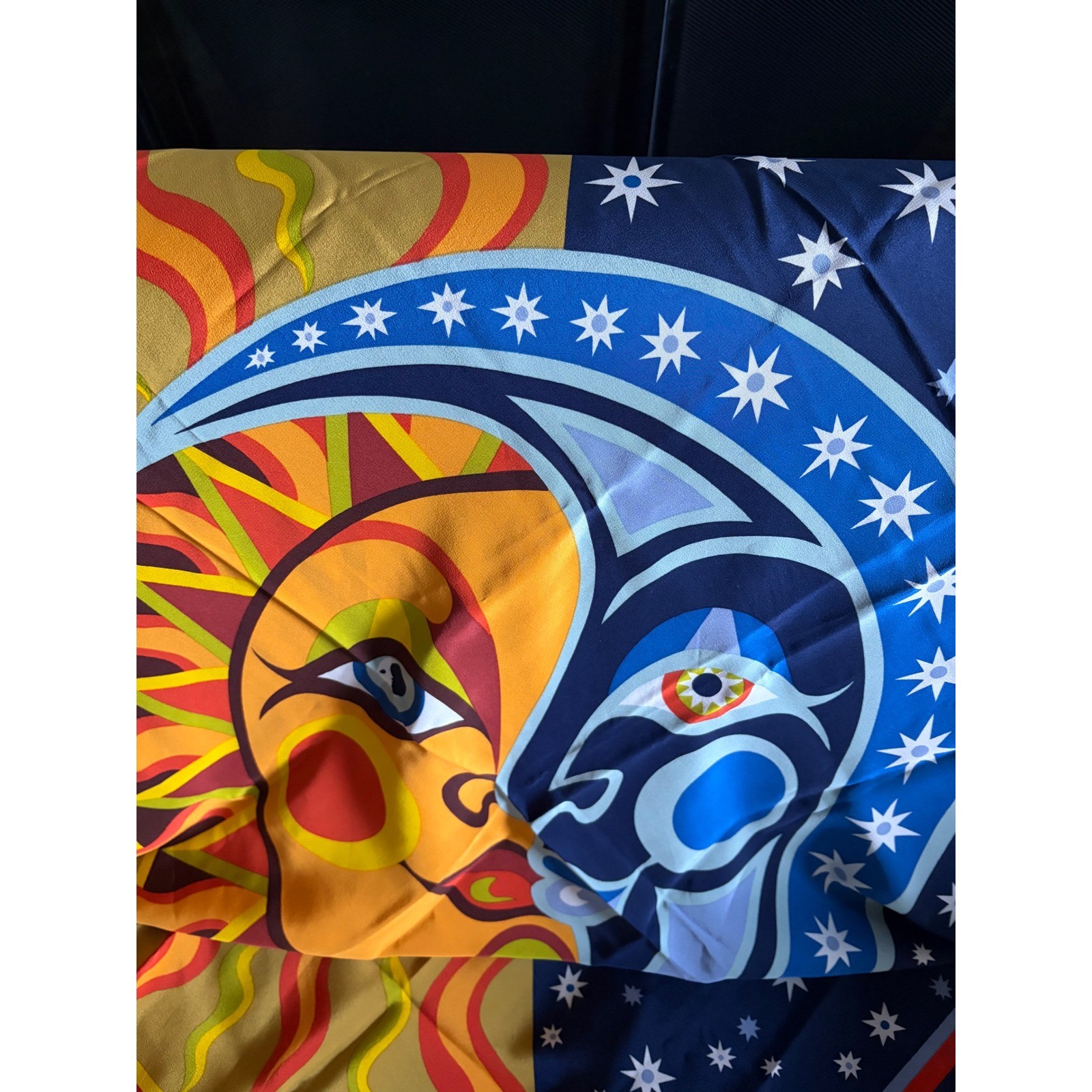 Vintage Bob Mackie 100% Silk Scarf Sun Moon Celestial Wearable Art NWT 38×38