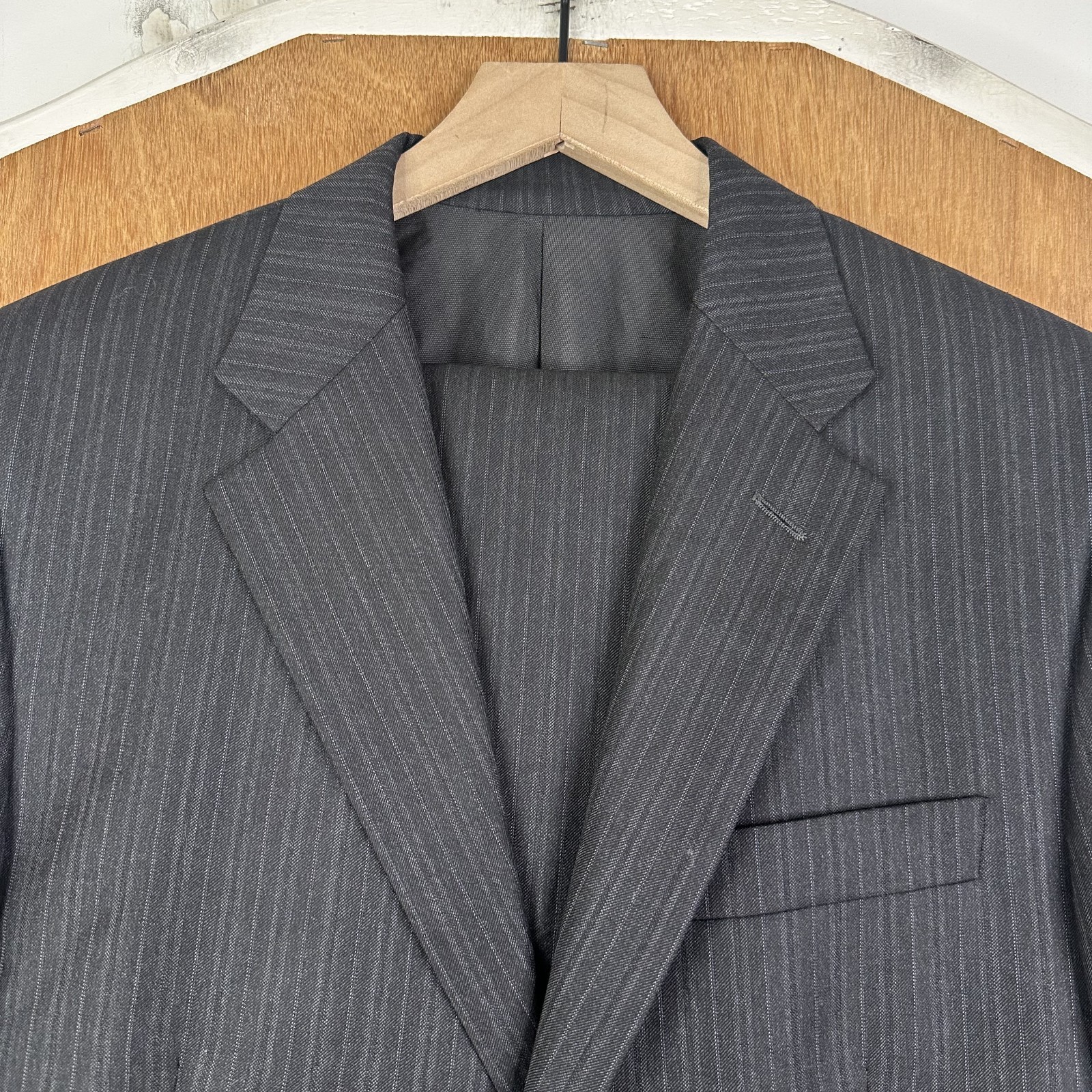 Hickey Freeman Suit Mens 40R Gray Pinstripe 2 Button Wool Pants 34×29 Modern