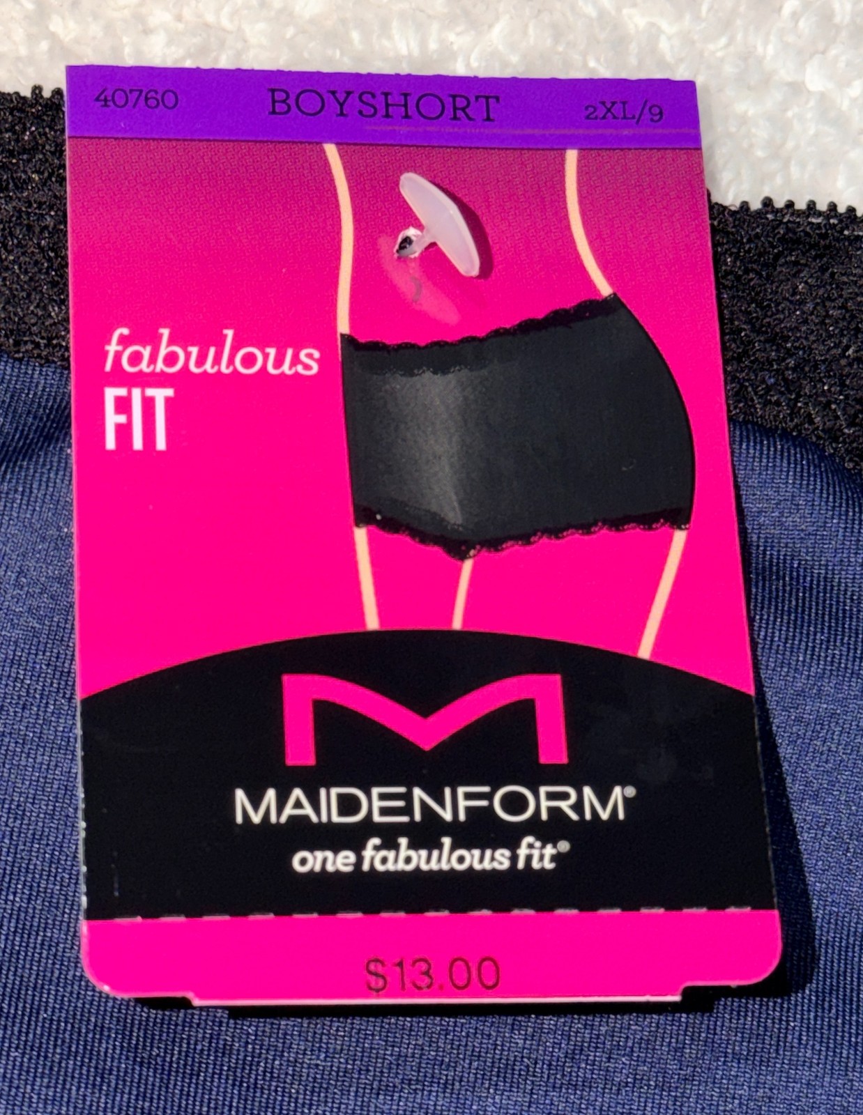 MAIDENFORM Fabulous Fit Classic Lace Trim Navy Blue Boyshort Panty Sz M L XL 2XL