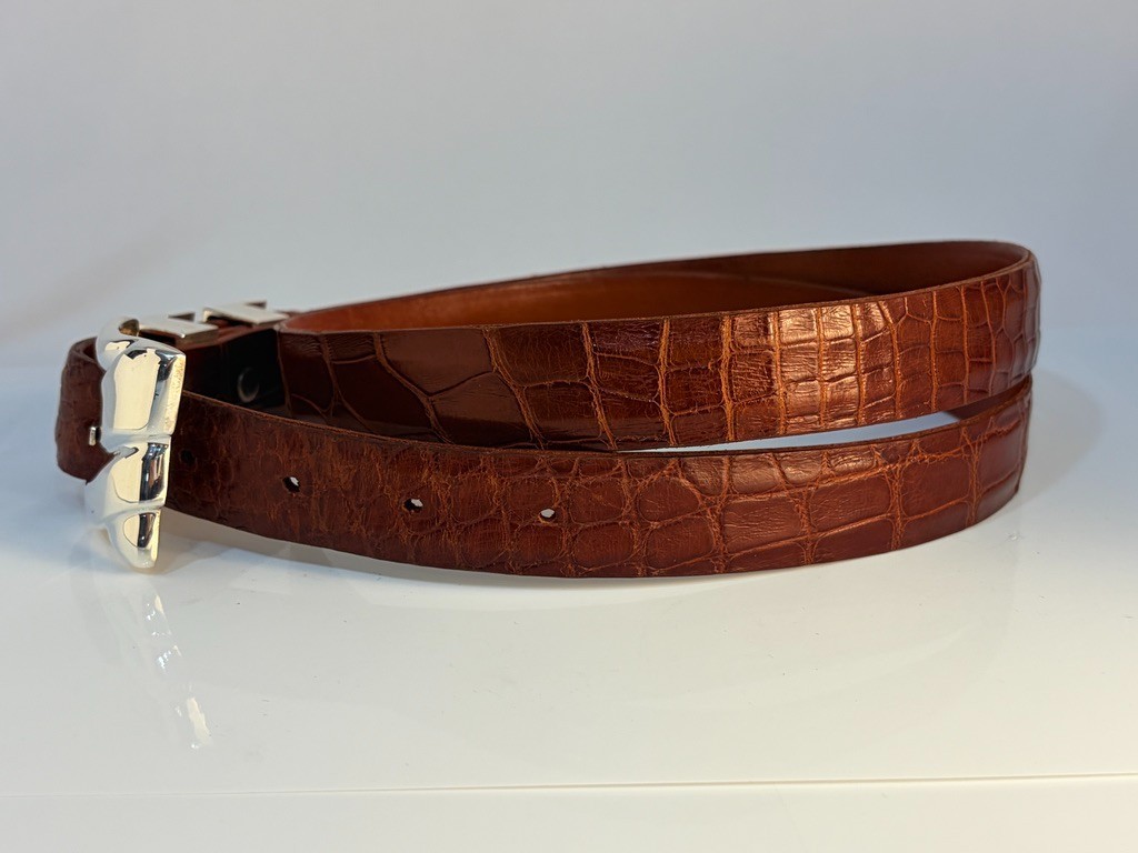 Barry Kieselstein-Cord Sterling Silver .925 Belt Buckle 40 Genuine Alligator USA