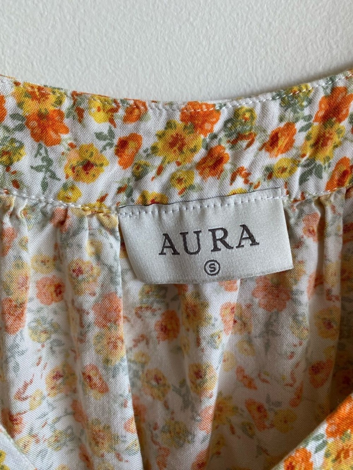 Aura Floral Flutter Sleeve Blouse Small | Mustard Yellow Cottagecore Top