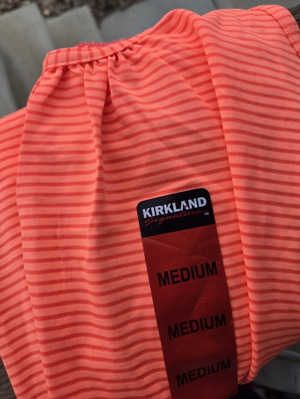 NWT Kirkland Signature Coral Stripe Performance Tank Top Women’s Size Medium