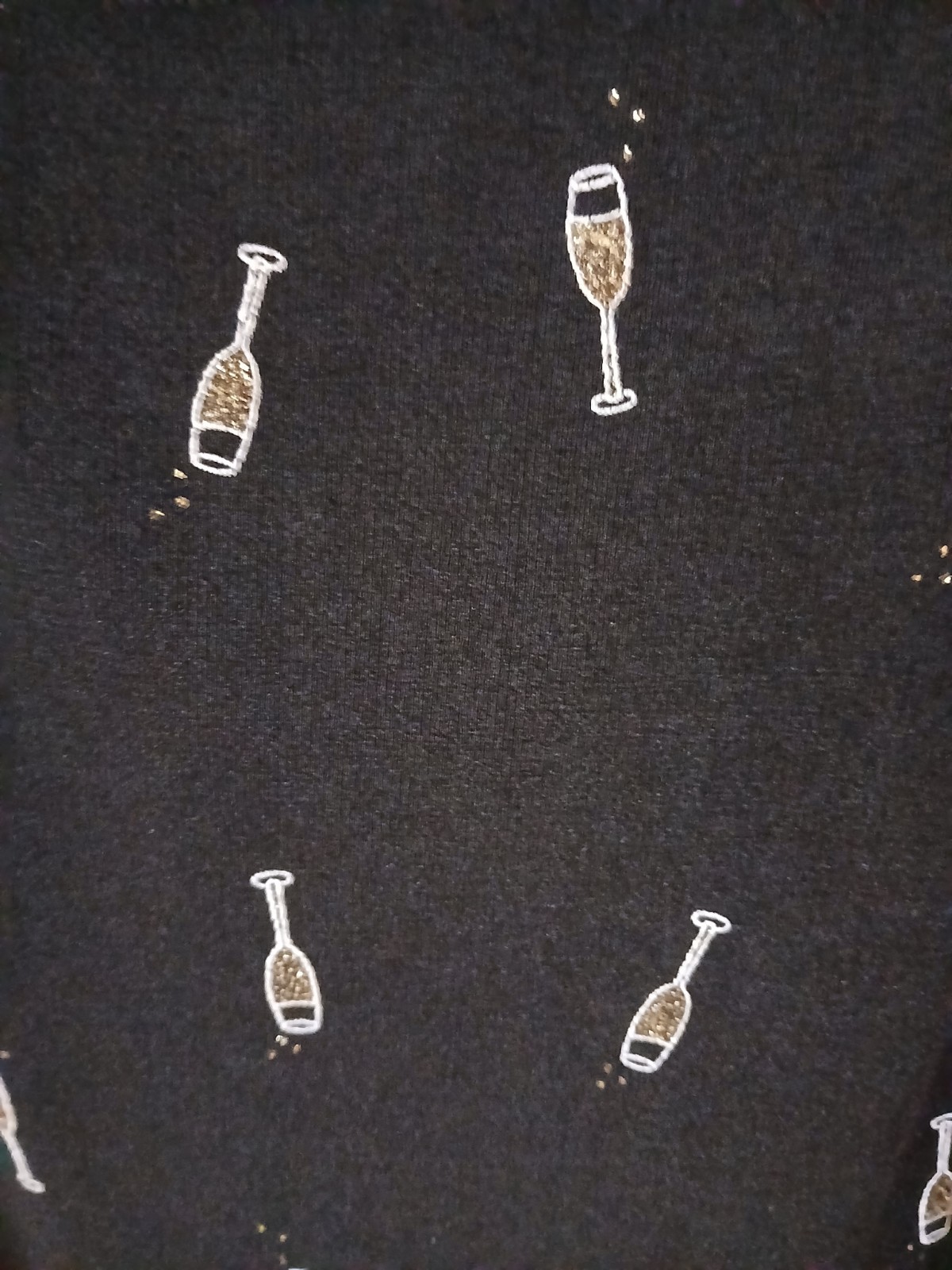 Carolyn Strauss 90/10 Nylon/Span BLACK TANK TOP w/ Champagne Flutes Glasses Sz M