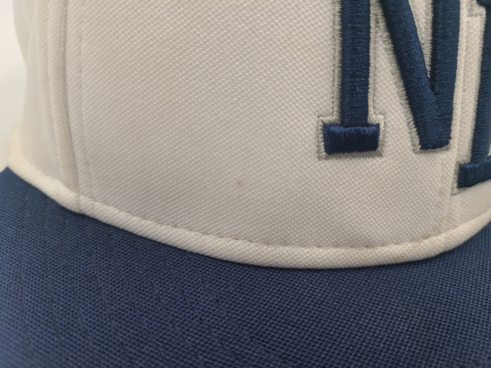 Northeastern High School Eagles The Game Pro Flex Fitted S Hat Cap White Blue