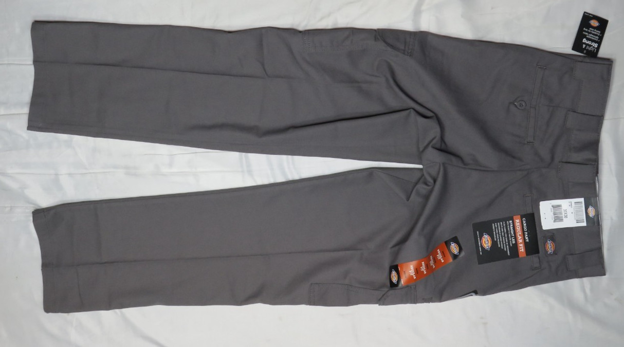 DICKIES MEN’S GRAY 30×30 REGULAR FIT STRAIGHT CARGO FLEX STAIN RELEASE NEW NWT