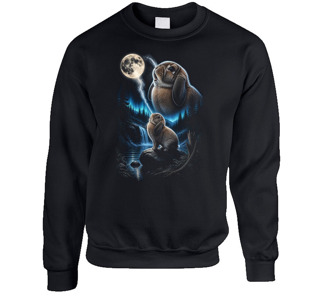 Holland Lop Rabbit Howling at the Moon T Shirt