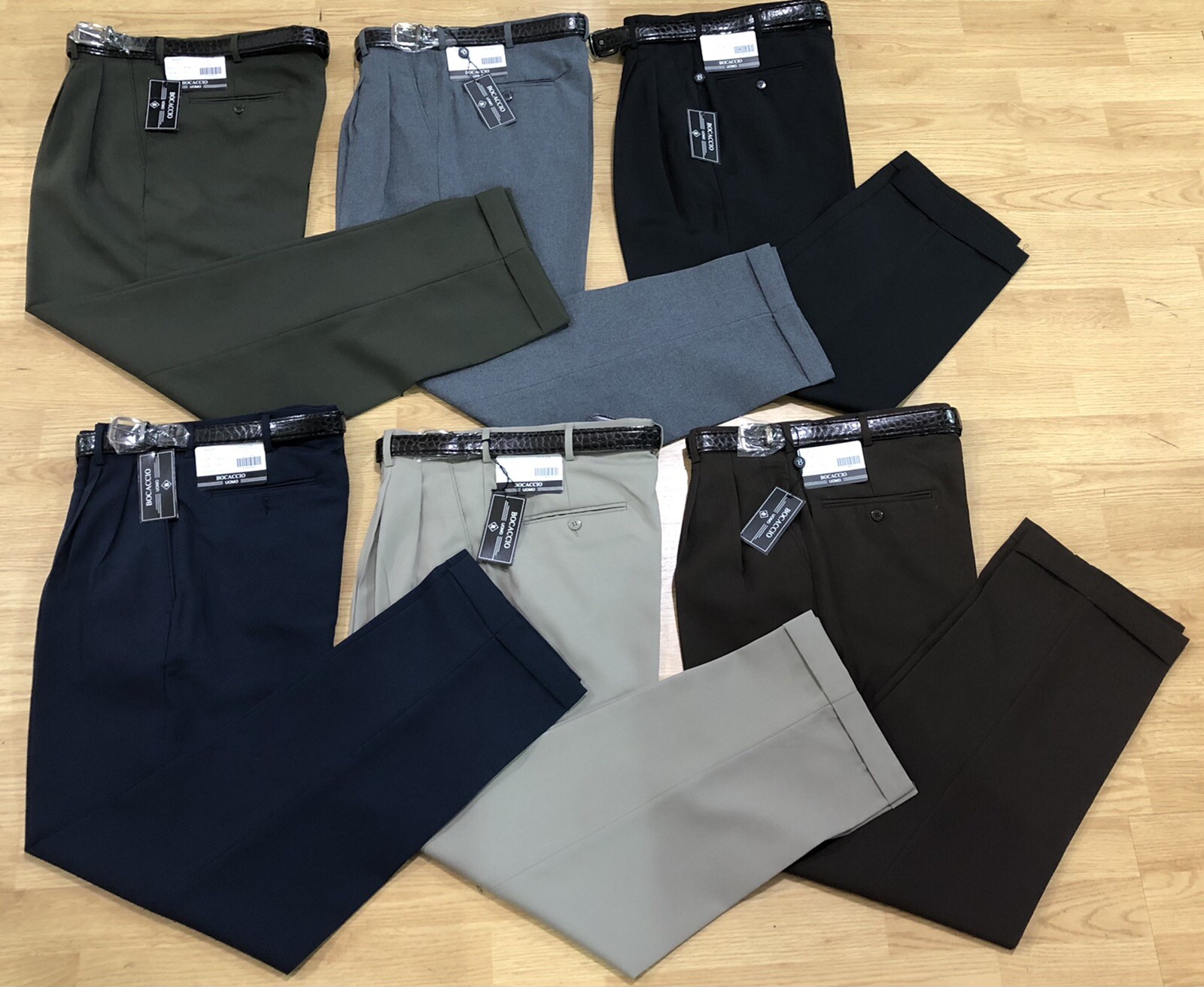MEN’S PLEATED DRESS PANTS SLACKS TROUSERS BELTED CUFFED BOTTOMS SIZES 28 to 70