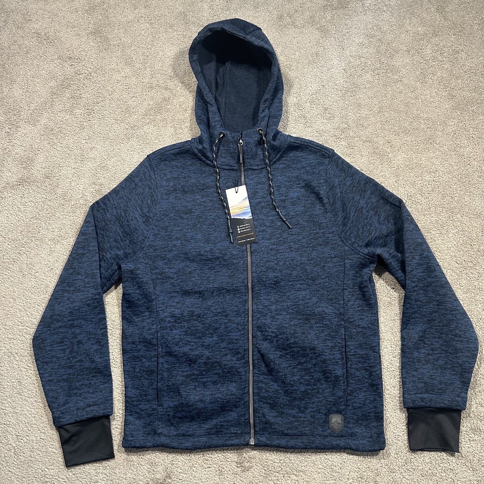 FREEDOM TRAIL x KYODAN Hoodie Sweatshirt Mens Medium Blue Full Zip Hiking Jacket