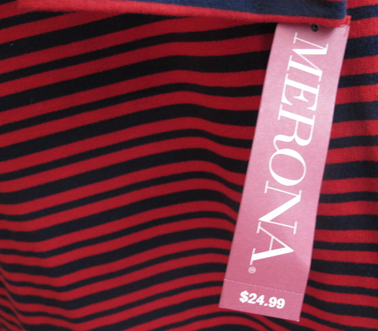 MERONA DRESS~REDUCED~NEW WITH TAGS~RED/BLUE STRIPE COTTON WOMANS XXL/TTG~FREE H