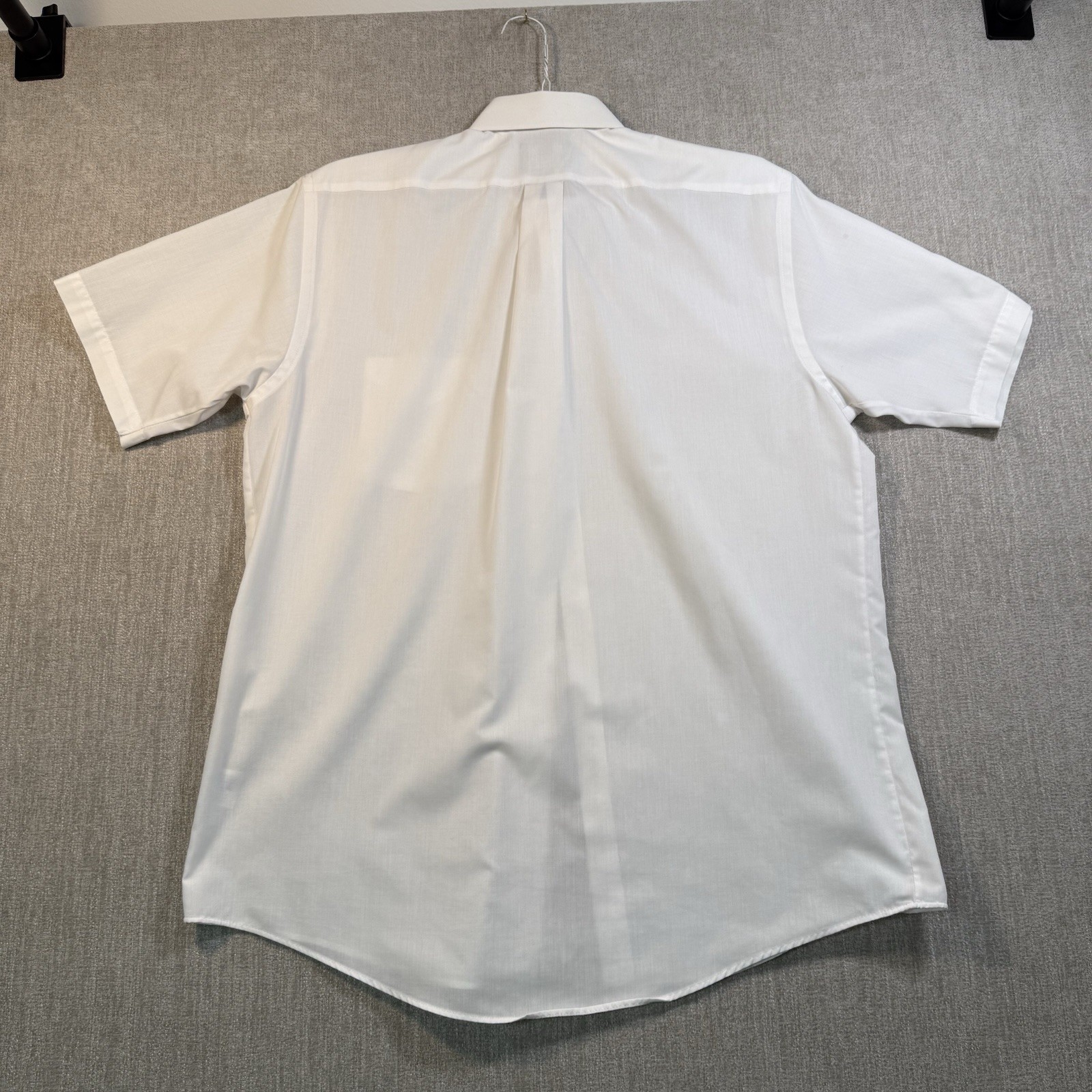 Lot 2 Stafford White Button Down Shirts Men Size 16 Short Sleeve Broadcloth